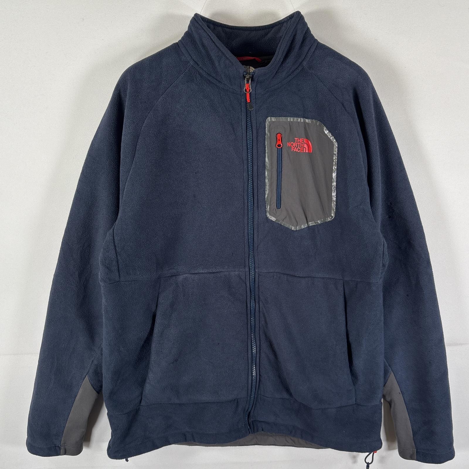 古着 ザ・ノースフェイス THE NORTH FACE フルジップフリースジャケット ワンポイントロゴ 胸ポケット アウトドア L  ネイビー メンズ
