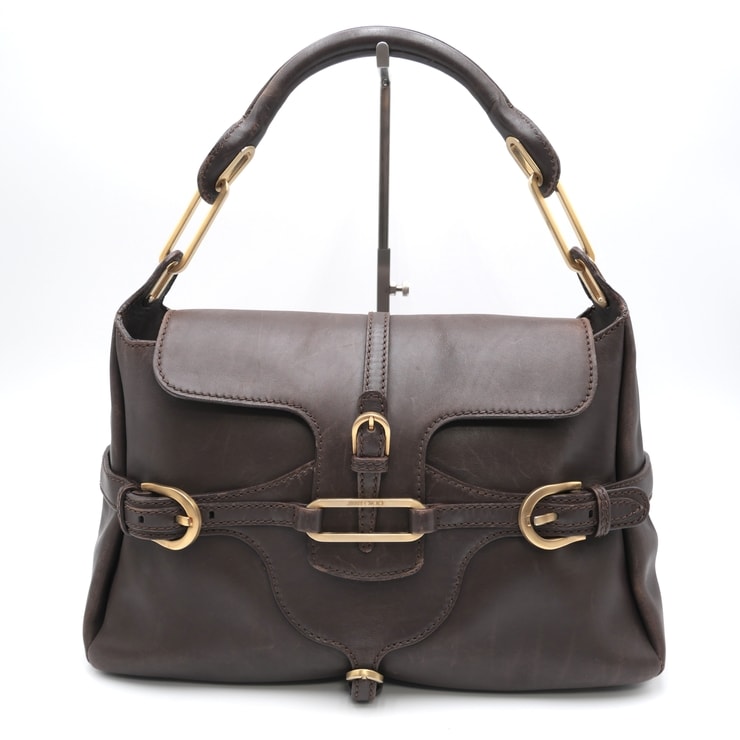JIMMY CHOO(ジミー チュウ)RAMONA ラモナ ハンドバッグ ショルダーバッグ ブラウン レザー ゴールド金具 レディース【中古】