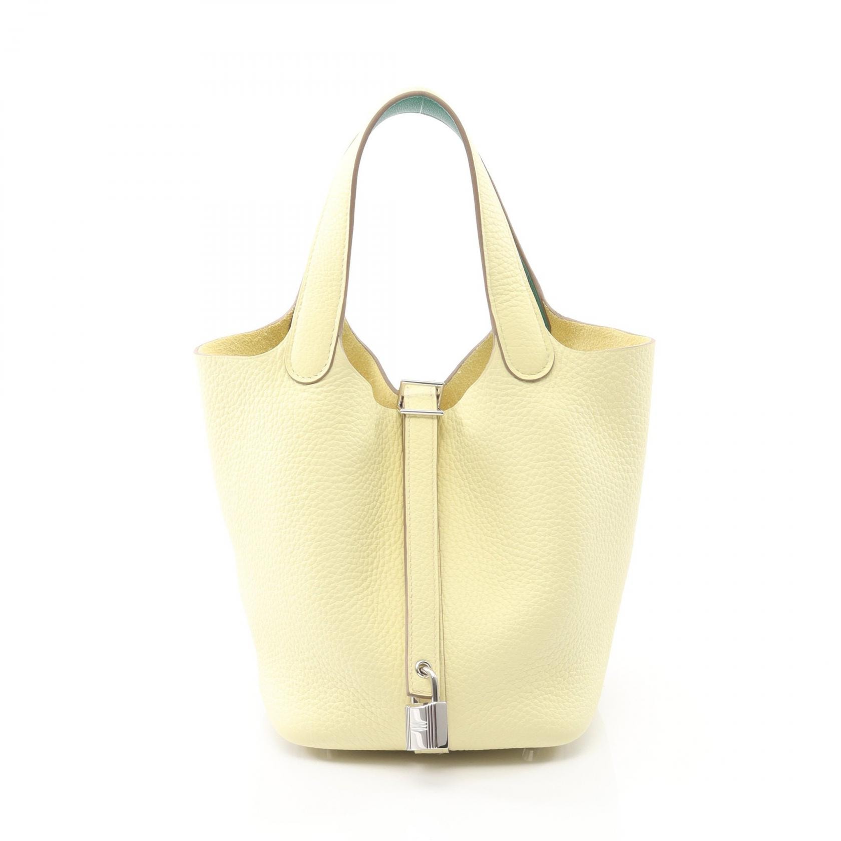 エルメス HERMES ピコタンロックPM エクラ ハンドバッグ バッグ レザー トリヨンクレマンス トリヨンクレマンス W刻印(2024年製造) レディース イエロー系 / グリーン系 【中古】