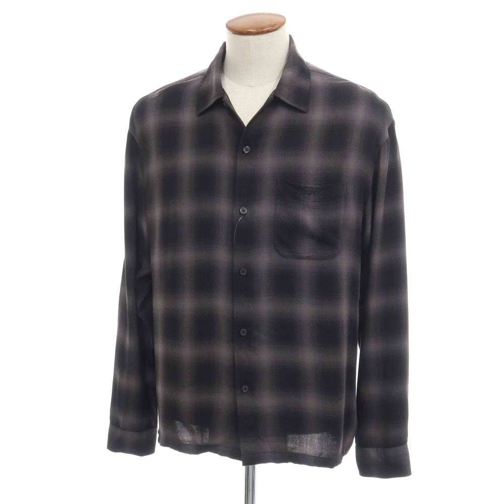 【中古】シュプリーム Supreme 2026年春夏 Shadow Plaid Rayon Shirt レーヨン シャドーチェック カジュアルシャツ ブラックxグレー【サイズM】【メンズ】