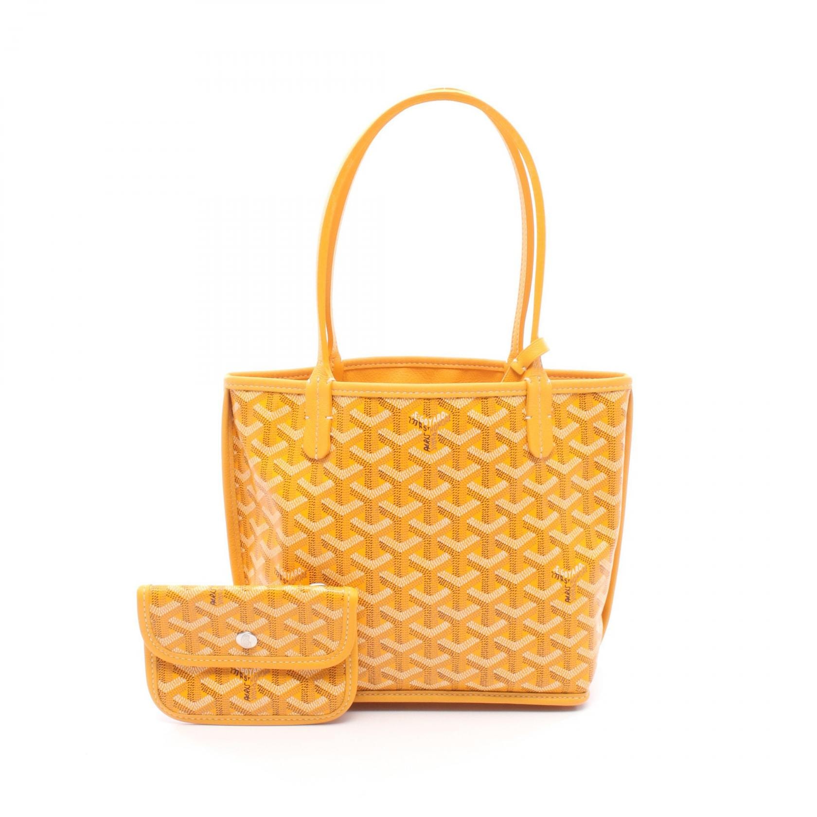 ゴヤール GOYARD アンジュ ミニポーチ トートバッグ バッグ PVCコーティングキャンバス レザー レディース イエロー系 / ブラック系 / ホワイト系 【中古】