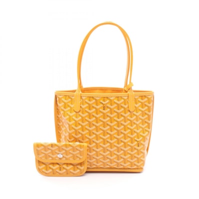 ゴヤール GOYARD アンジュ ミニポーチ トートバッグ バッグ PVCコーティングキャンバス レザー レディース イエロー系 / ブラック系 / ホワイト系 【中古】