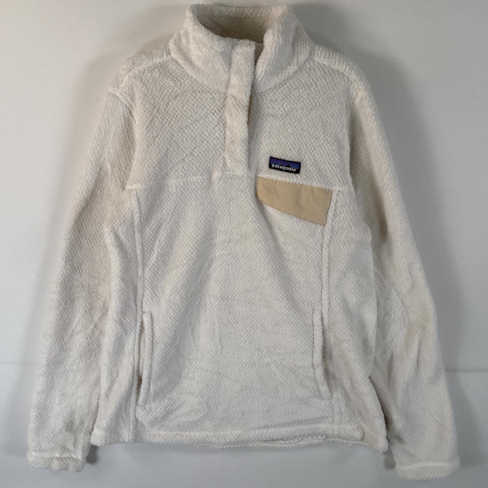 古着 パタゴニア patagonia フリースジャケット ハーフボタン ポーラテック ワンポイントロゴ M ホワイト レディース