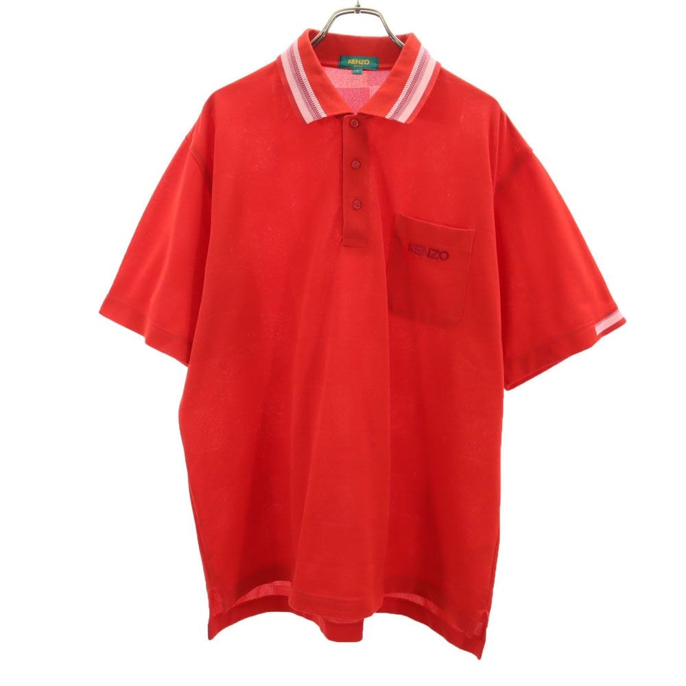 KENZO GOLF ケンゾーゴルフ 90s オールド 半袖 ポロシャツ 5 レッド 鹿の子
