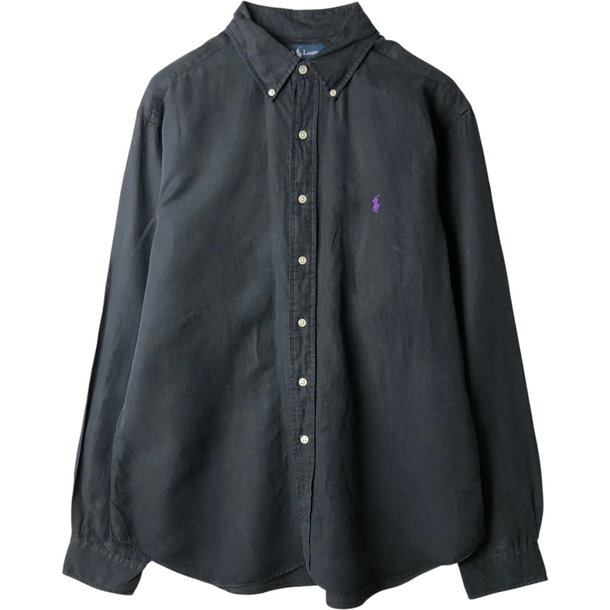 古着 ラルフローレン Ralph Lauren CLASSIC FIT 長袖 リネン ボタンダウンシャツ メンズXL相当/evb034521