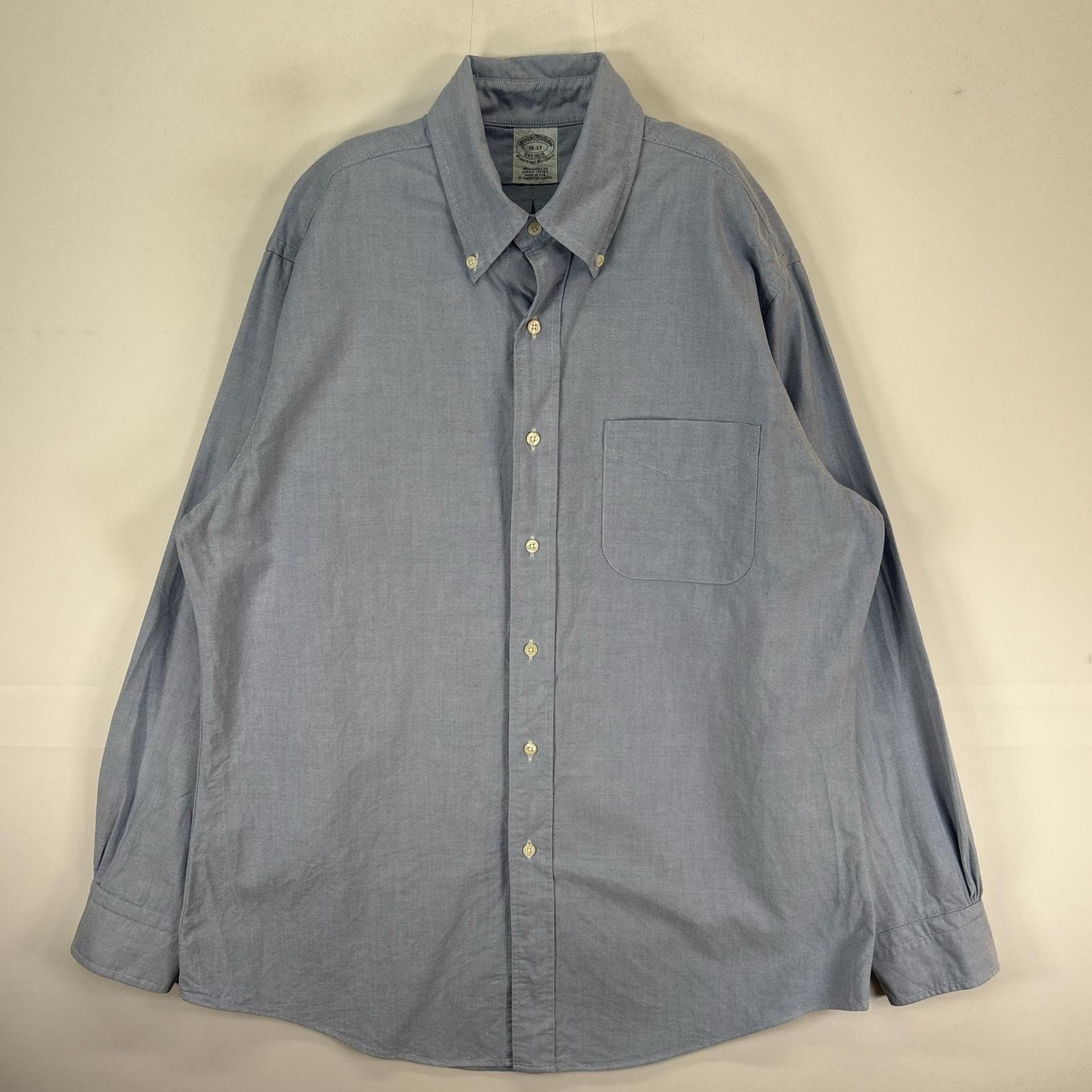古着 ブルックスブラザーズ Brooks Brothers USA製 長袖シャツ ボタンダウン 胸ポケット USA製 L  水色系 無地 メンズ