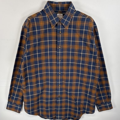 古着 ブルックスブラザーズ Brooks Brothers 長袖シャツ ボタンダウンシャツ 胸ポケ MADISON M ネイビー系 チェック メンズ