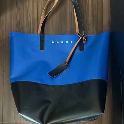 MARNI TRIBECA SHOPPING BAG N/S "ROYAL/BLACK/BLACK"