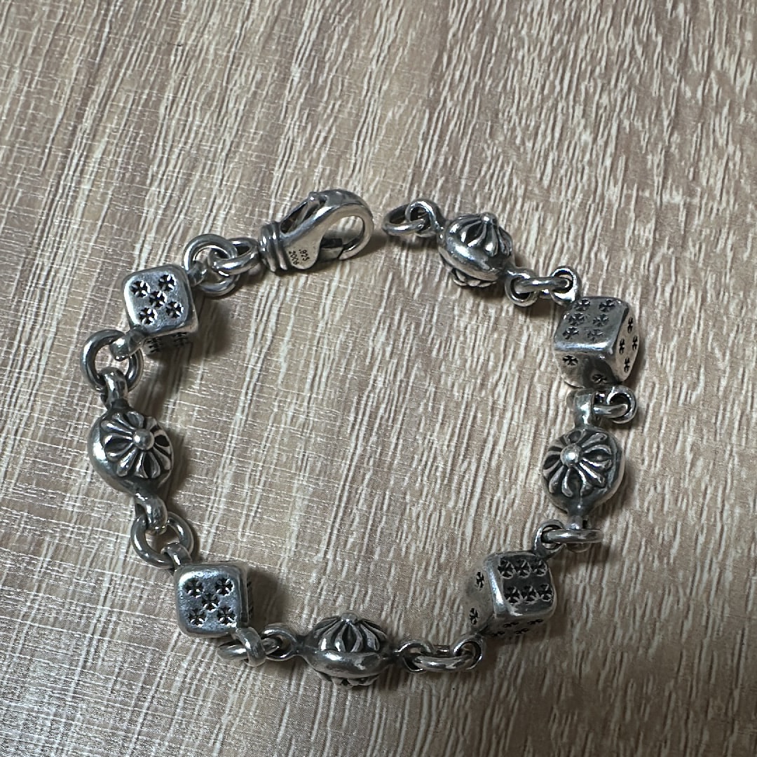 Chrome Hearts Dice and Cross Ball Bracelet "Silver"