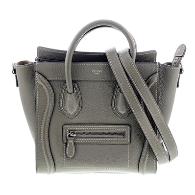 CELINE セリーヌ ラゲージ ナノショッパー 2WAYバッグ ハンドバッグ 189243 レザー グレージュ レディース【中古】