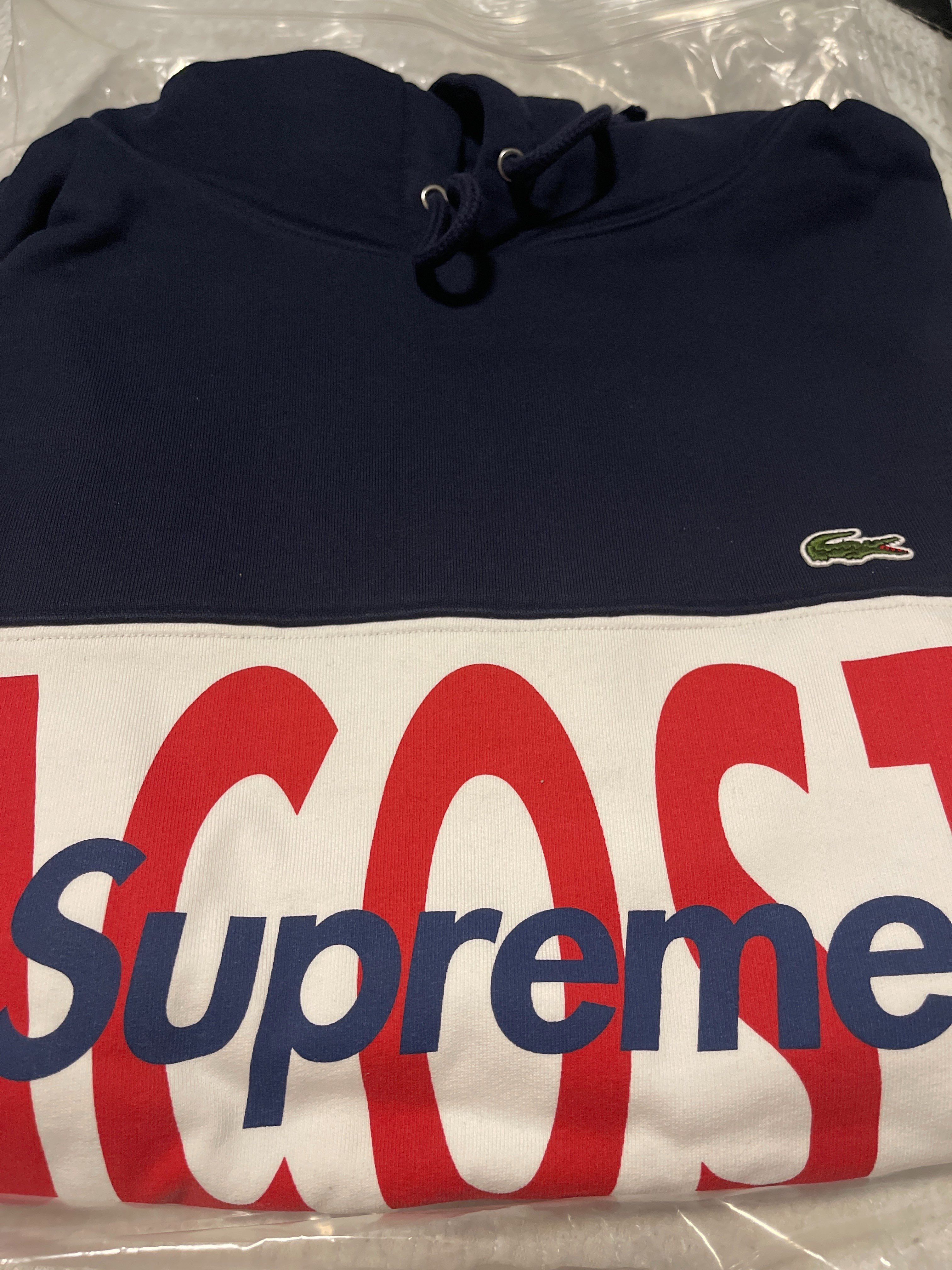 Supreme / Lacoste Logo Panel Hooded Sweatshirt "Navy"