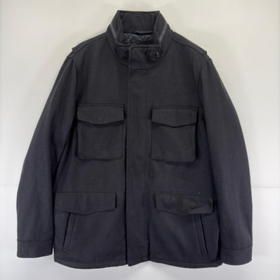 古着 ギャップ GAP ジャケット フルジップ 大きいサイズ カバーオール フード付き ウール XL ブラック系 メンズ