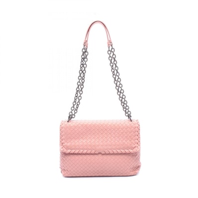 ボッテガヴェネタ BOTTEGA VENETA イントレチャート ショルダーバッグ バッグ レザー レディース ピンク系 【中古】