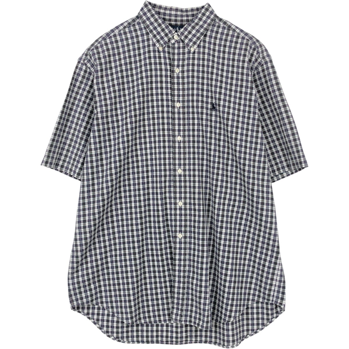 古着 ラルフローレン Ralph Lauren BLAKE シアサッカー 半袖 ボタンダウン チェックシャツ メンズXL相当/eaa623567