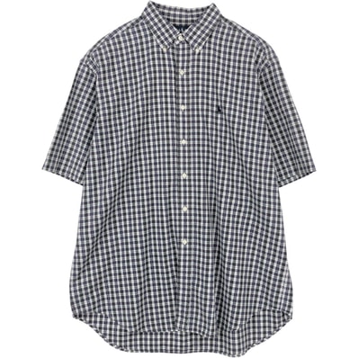 古着 ラルフローレン Ralph Lauren BLAKE シアサッカー 半袖 ボタンダウン チェックシャツ メンズXL相当/eaa623567