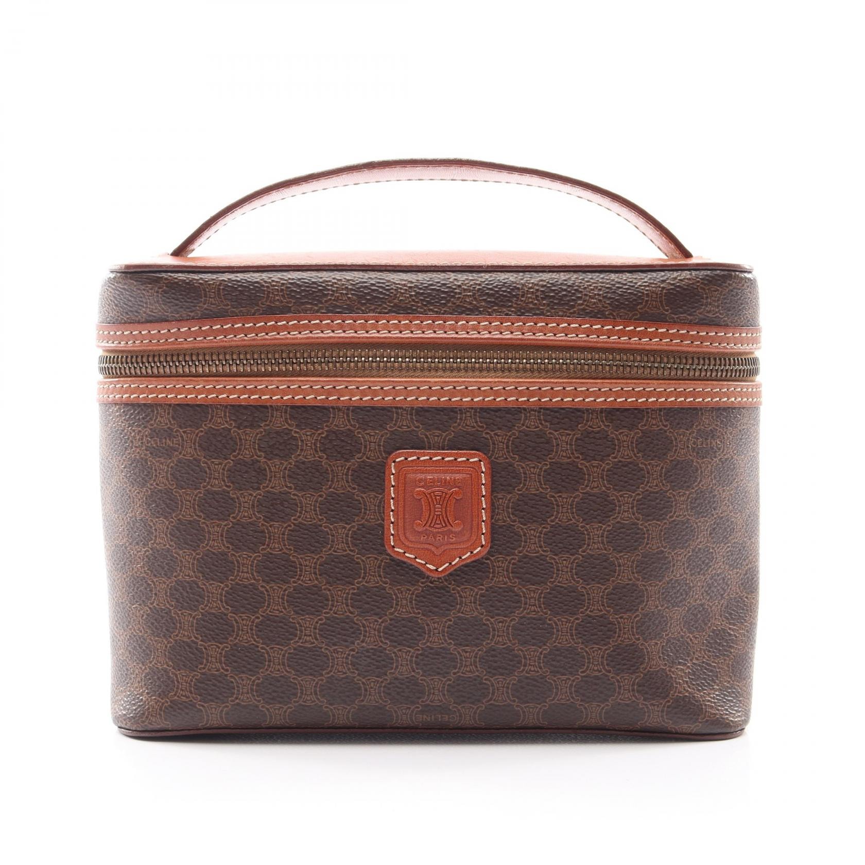 セリーヌ CELINE マカダム ハンドバッグ バッグ PVCコーティングキャンバス レザー レディース ブラウン系 【中古】