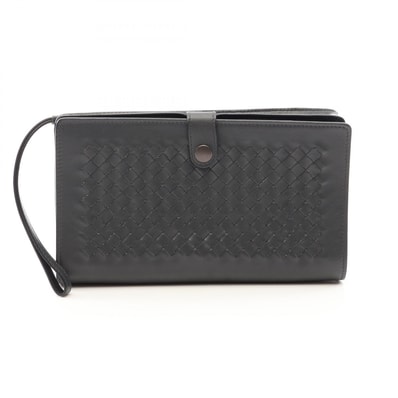 ボッテガヴェネタ BOTTEGA VENETA イントレチャート ハンドストラップ付き セカンドバッグ クラッチバッグ バッグ レザー メンズ グレー系 【中古】