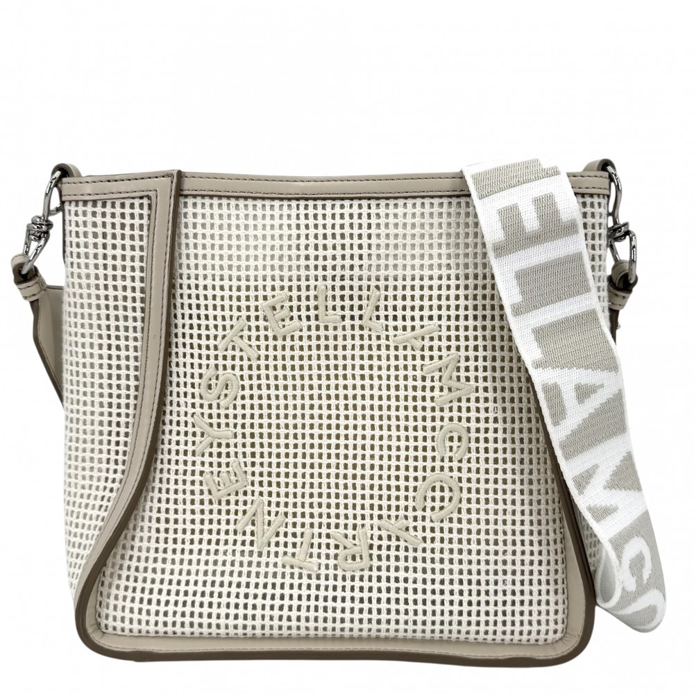 Stella McCartney ステラマッカートニー ショルダーバッグ ステラロゴ ミニクロスボディバッグ メッシュ 肩掛け 斜め掛け 700073 コットン  ポリエステル  ナイロン  ホワイト 白 シルバー金具 レディース【中古品】
