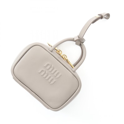 ミュウ ミュウ Miu Miu マイクロバッグ チャーム アクセサリー レザー レディース グレー系 5NR036 【中古】