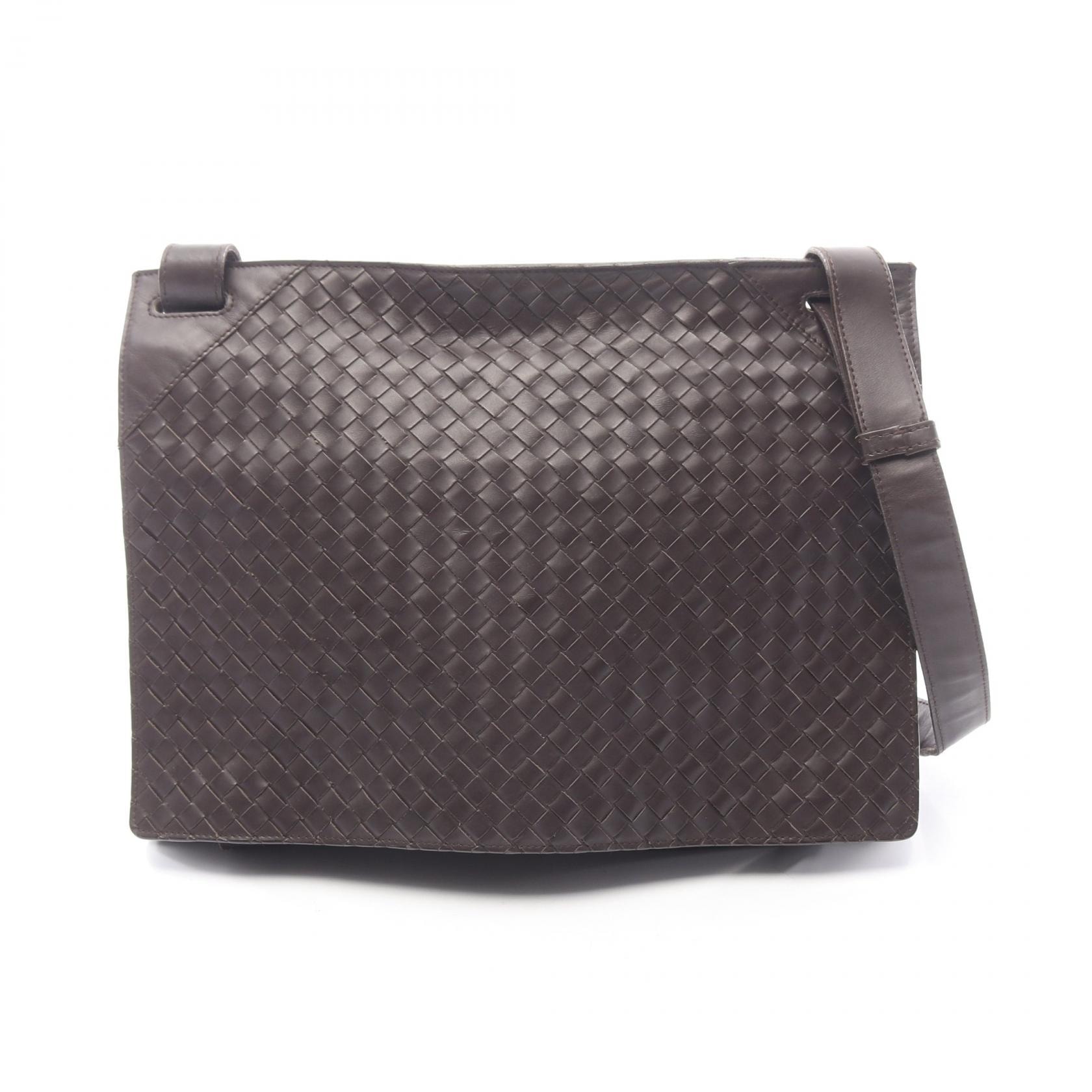 ボッテガヴェネタ BOTTEGA VENETA イントレチャート メッセンジャーバッグ ショルダーバッグ バッグ レザー メンズ ブラウン系 【中古】