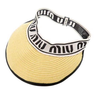 ミュウミュウ サンバイザー ストロー ポリエステル ベージュ