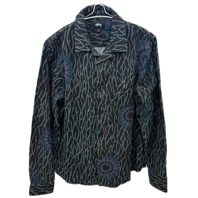 STUSSY ステューシー スパイダー ウェブ フランネル 長袖シャツ ブラック/マルチ M Spider Web Flannel メンズ【中古】