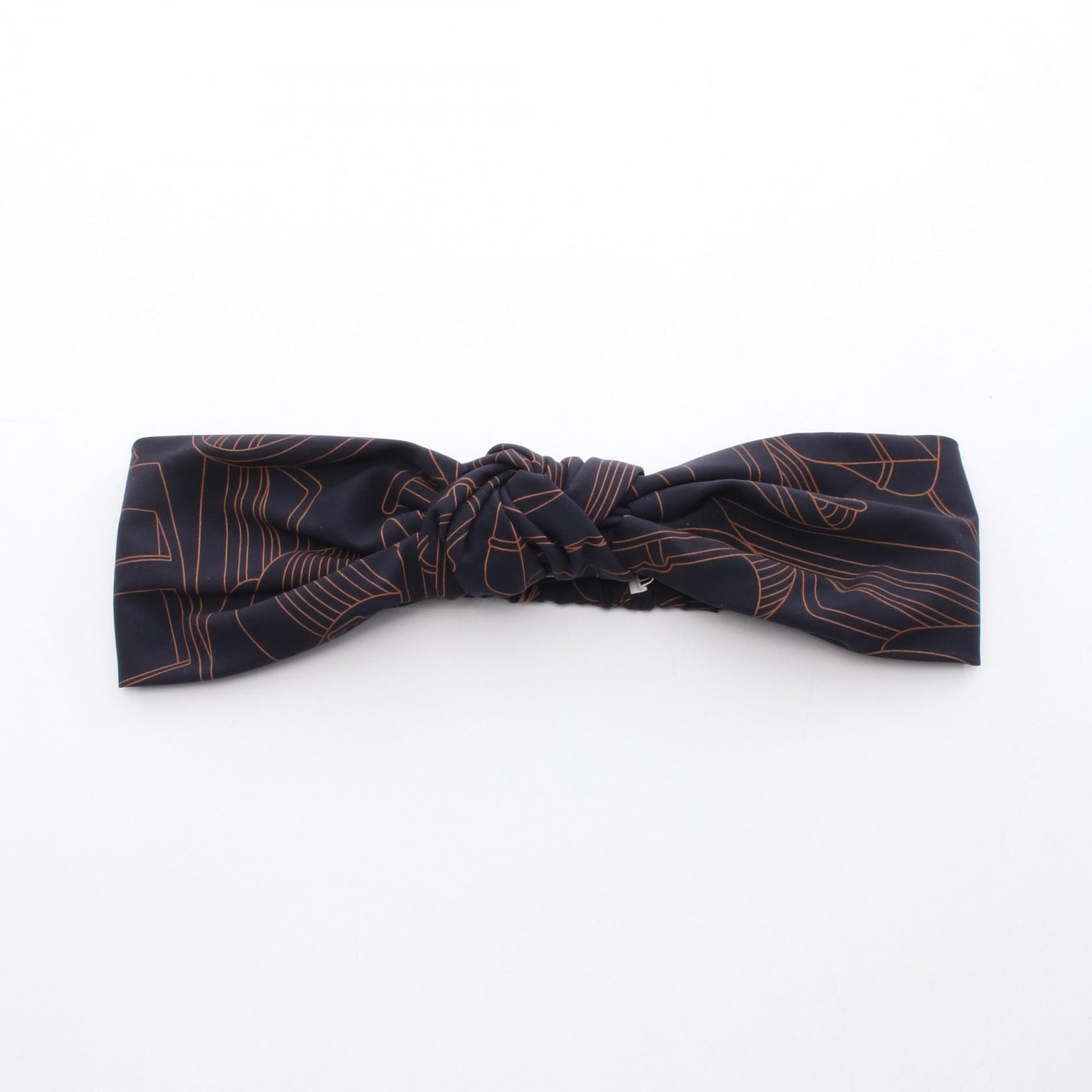 エルメス HERMES ガビ ヘアバンド アクセサリー ポリエステル レディース ネイビー系 / ブラウン系 【中古】