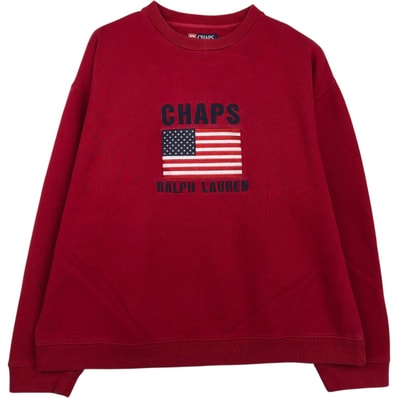 古着 ラルフローレン Ralph Lauren CHAPS チャップス 星条旗柄 ロゴスウェットシャツ トレーナー メンズXL相当/eaa633678