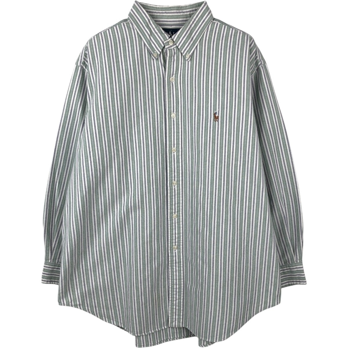 古着 ラルフローレン Ralph Lauren CLASSIC FIT クラシックフィット マルチストライプ 長袖 ボタンダウンストライプシャツ メンズXL相当/eaa662086