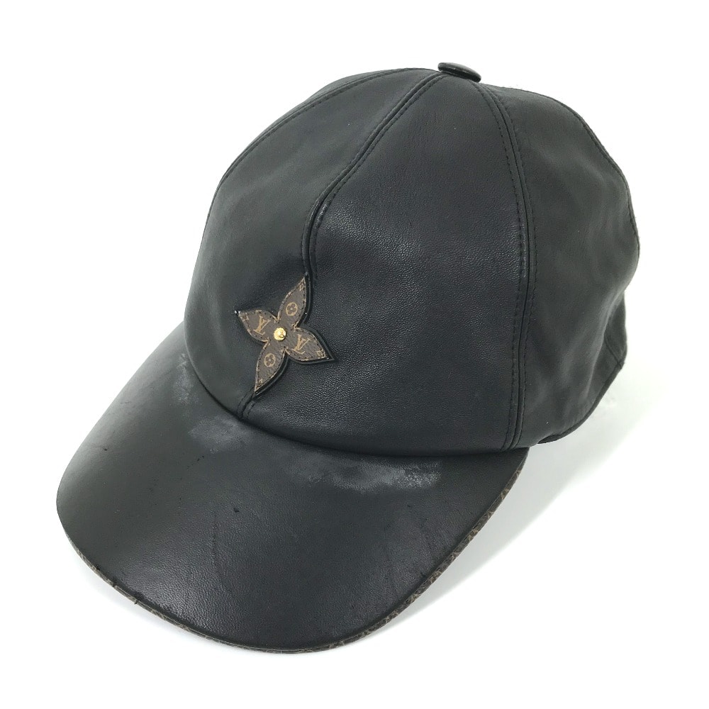 ルイヴィトン LOUIS VUITTON モノグラムフラワー キャップ・プレイ M76950 帽子 キャップ帽 ベースボール キャップ レザー ブラック