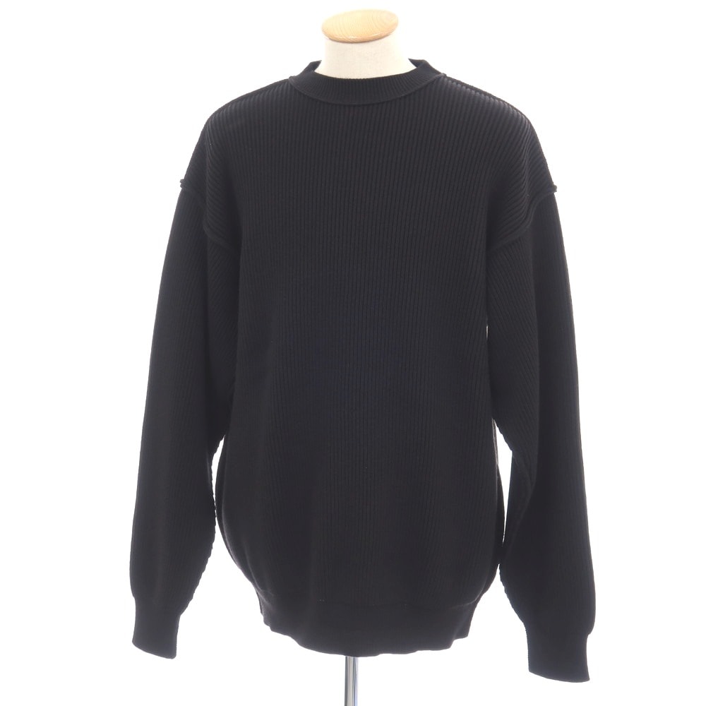 【中古】【未使用】バレンシアガ BALENCIAGA GARDROBE ミドルゲージ リブ編み コットンウール クルーネックニット ブラック【サイズXS】【メンズ】