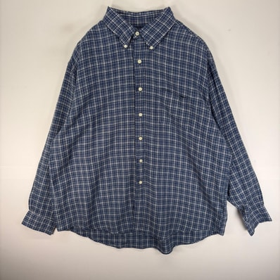 古着 ブルックスブラザーズ Brooks Brothers 長袖シャツ ボタンダウン 胸ポケット XL ネイビー系 チェック メンズ