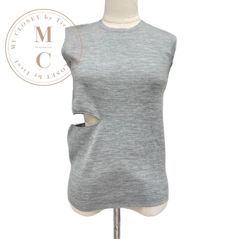 フェンディ FENDI トップス ニット FFロゴ ズッカ リバーシブル ノースリーブ カットアウト グレー