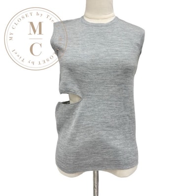 フェンディ FENDI トップス ニット FFロゴ ズッカ リバーシブル ノースリーブ カットアウト グレー