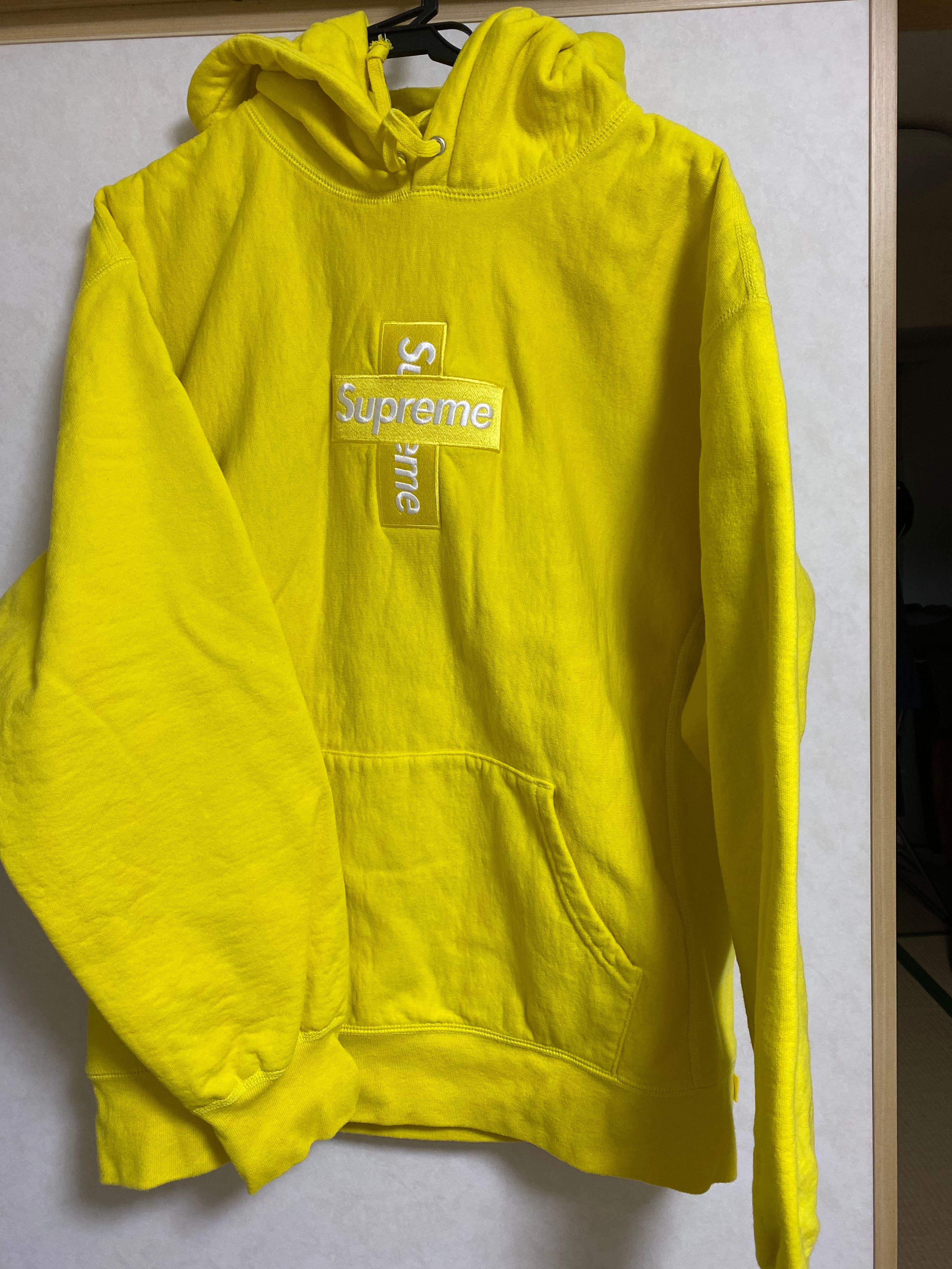 Supreme Cross Box Logo Hooded Sweatshirt "Yellow"