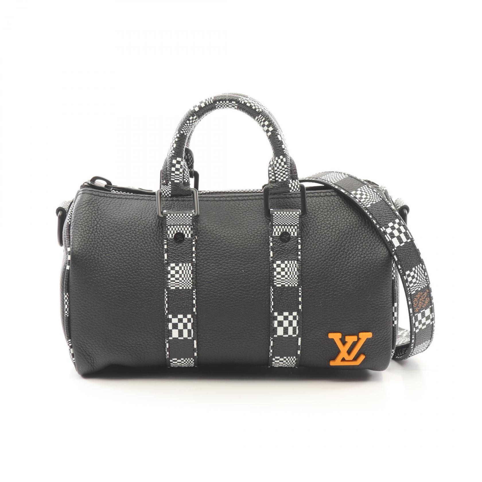 ルイ・ヴィトン LOUIS VUITTON シティ キーポル XS ハンドバッグ バッグ レザー PVCコーティングキャンバス ダミエ・ディストーテッド ノワール メンズ レディース ブラック系 M80202 【中古】