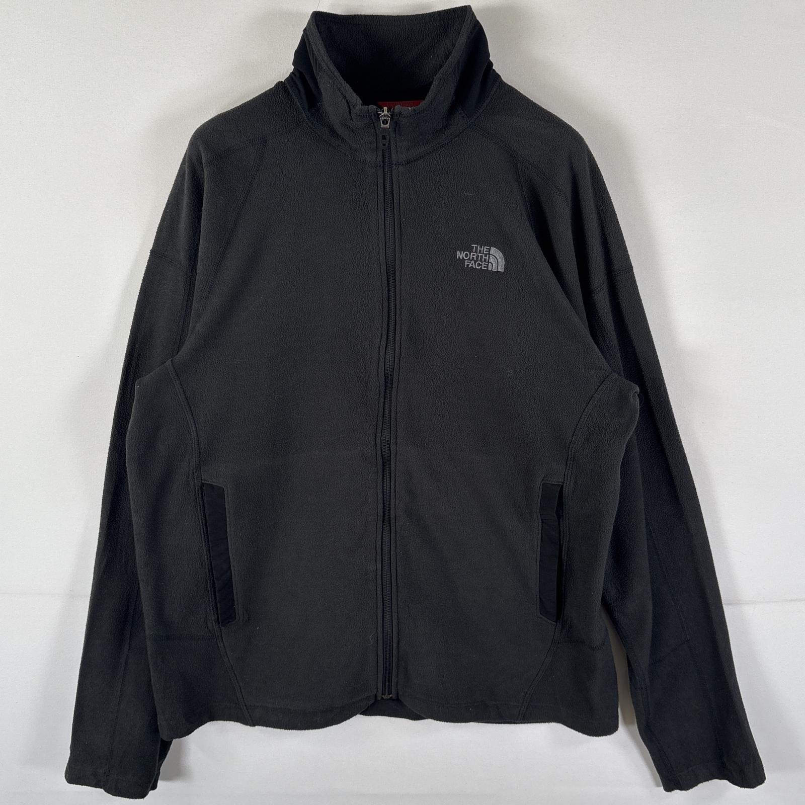 古着 ザ・ノースフェイス THE NORTH FACE フルジップフリースジャケット ワンポイントロゴ刺繍 アウトドア M ブラック メンズ