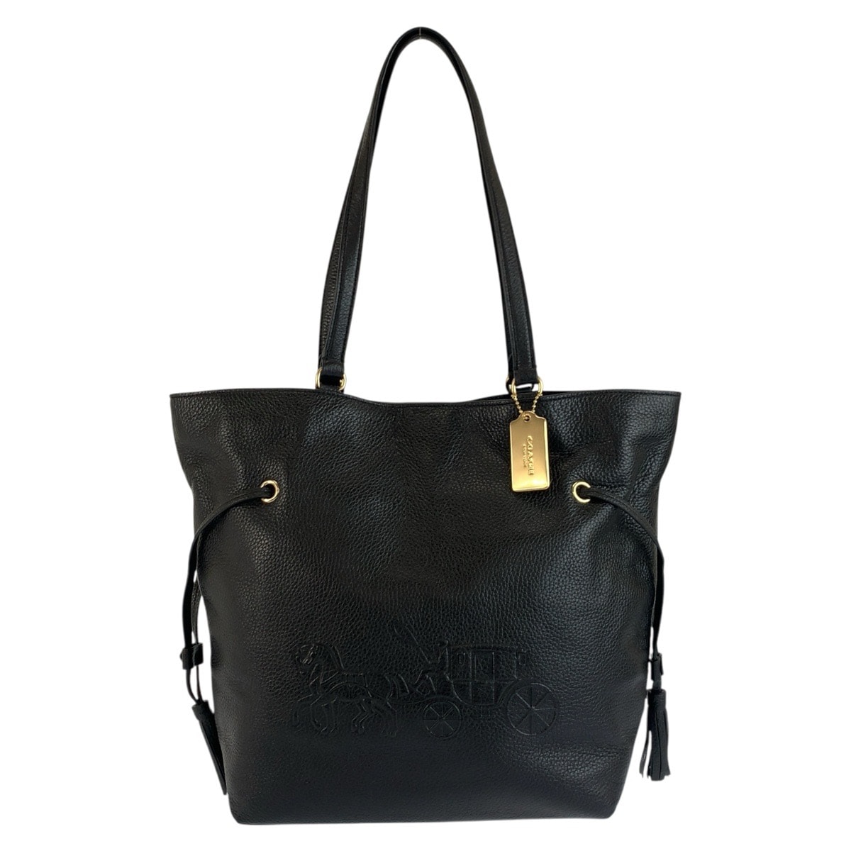 美品 COACH コーチ アンディ ブラック 黒 ゴールド金具 レザー トートバッグ ショルダーバッグ 603470 【中古】