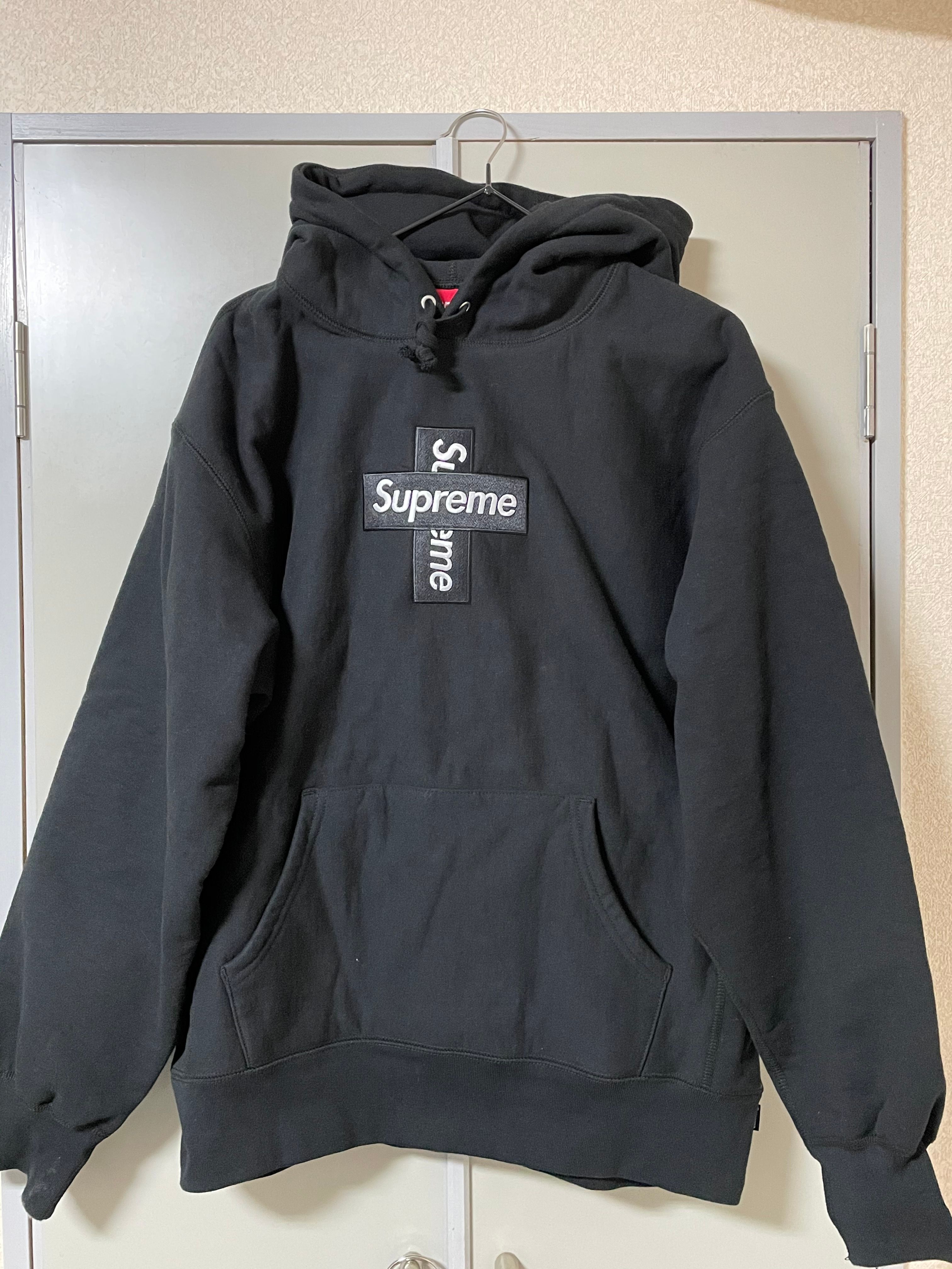 Supreme Cross Box Logo Hooded Sweatshirt "Black"