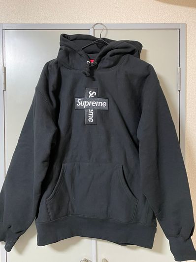 Supreme Cross Box Logo Hooded Sweatshirt "Black"