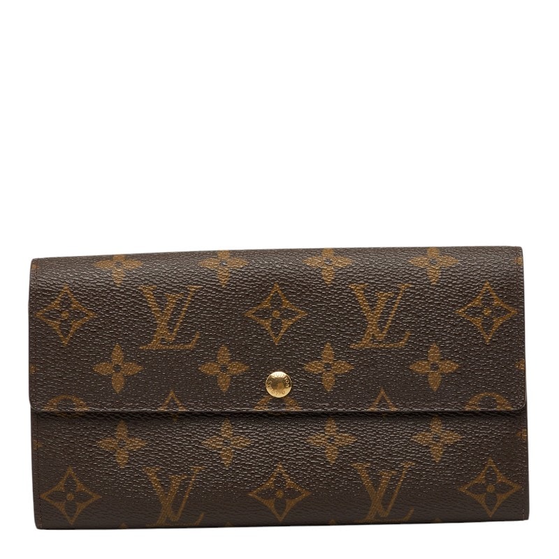 ルイ ヴィトン モノグラム ポシェット ポルトモネ クレディ 長財布 M61725 ブラウン PVC レザー レディース LOUIS VUITTON 【中古】