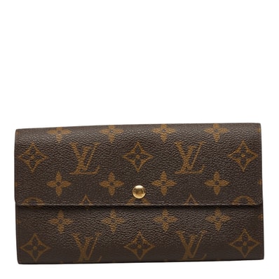 ルイ ヴィトン モノグラム ポシェット ポルトモネ クレディ 長財布 M61725 ブラウン PVC レザー レディース LOUIS VUITTON 【中古】