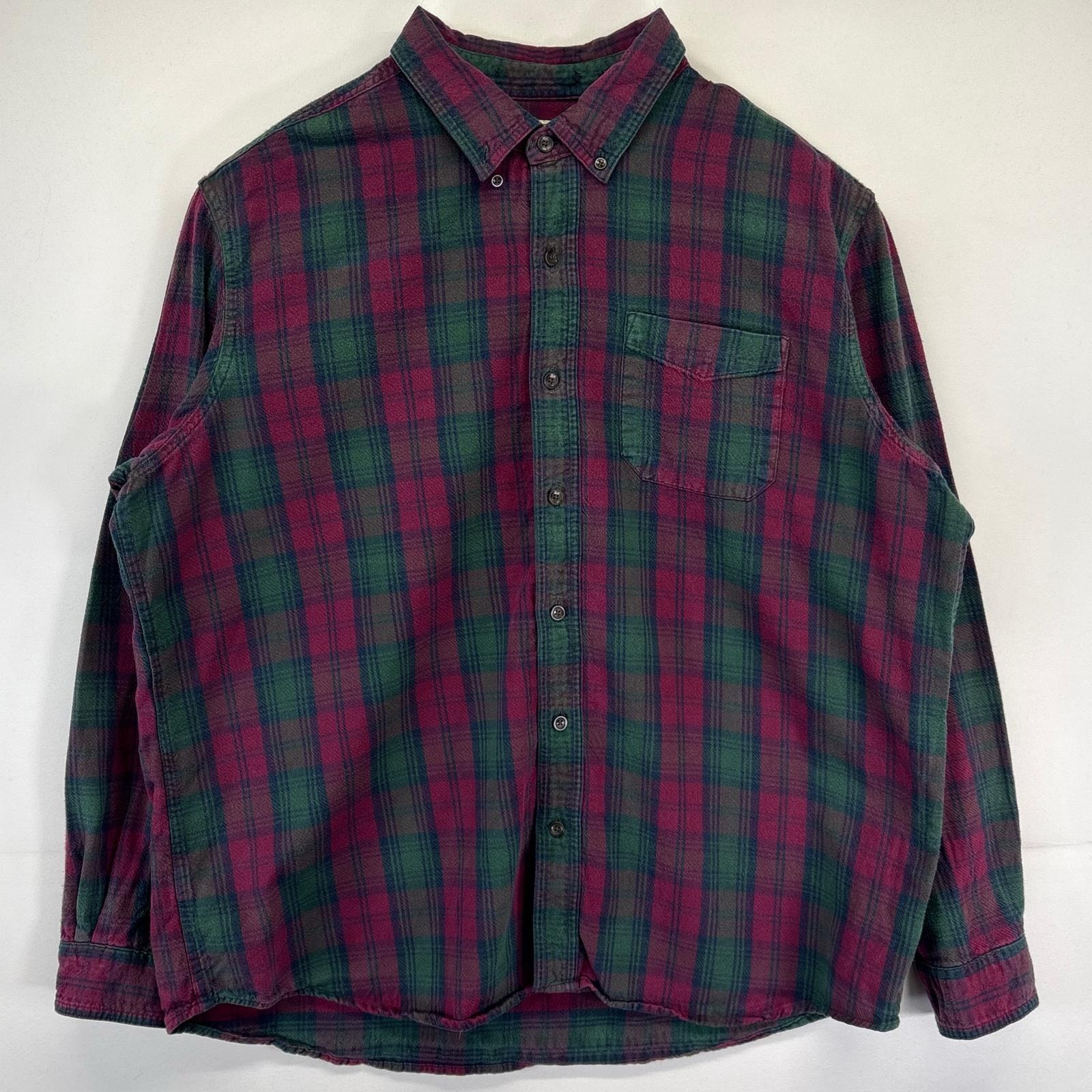 古着 エルエルビーン L.L.Bean 長袖シャツ 大きいサイズ チェック柄 ネルシャツ 胸ポケット アウトドア XL レッド メンズ