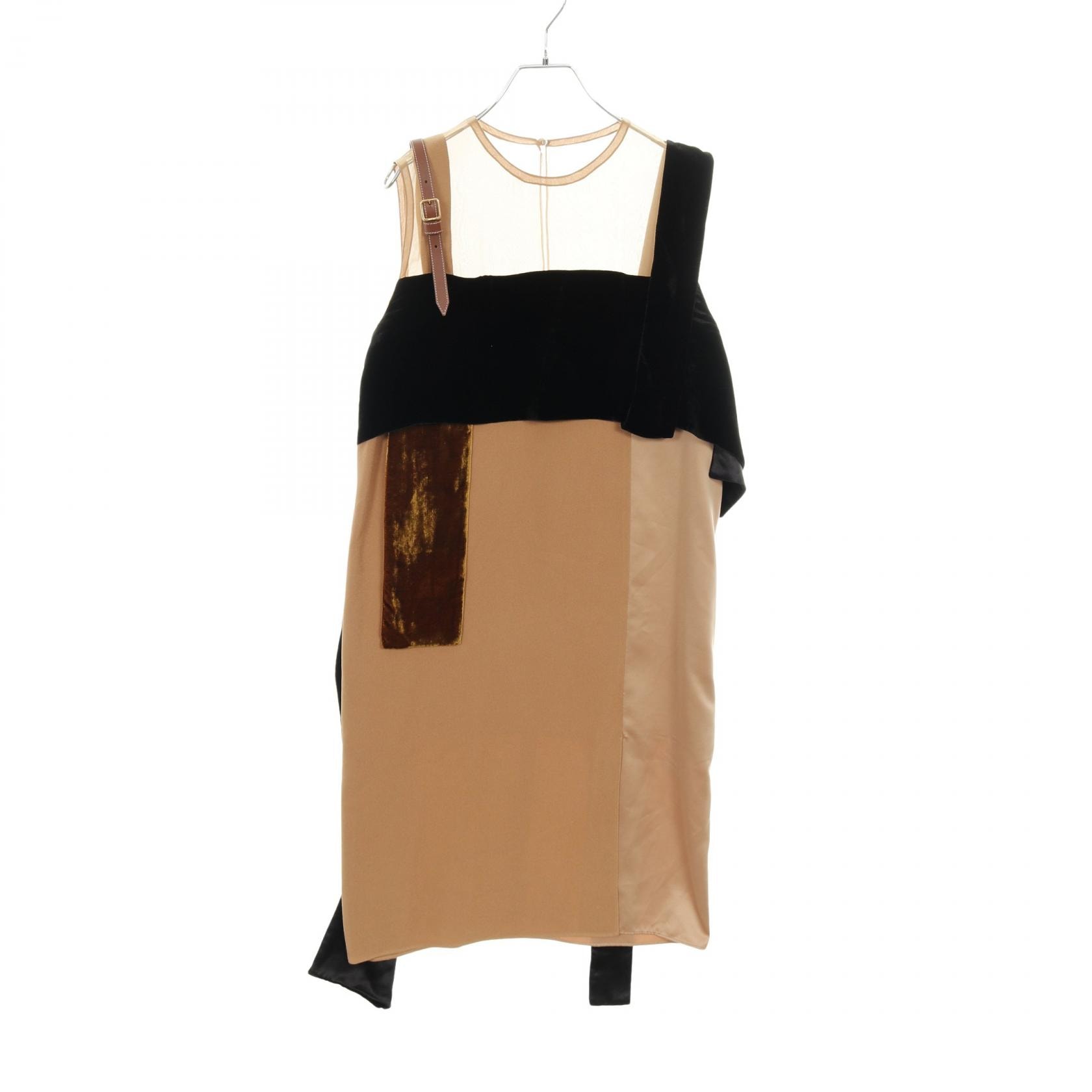 バーバリー BURBERRY ワンピース 衣料品 トップス シルク レザー ポリエステル レディース ブラウン系 / ブラック系 4560687 【中古】