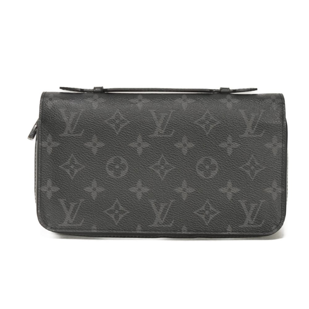 LOUIS VUITTON ルイ・ヴィトン ジッピー XL 旧型 LVロゴ フラワー ブラック ラウンドファスナー ハンドルストラップ クラッチバッグ 札入れ カードケース コインケース モノグラム エクリプス ノワール 長財布 M61698