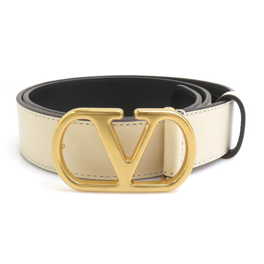 ヴァレンティノ ガラヴァーニ Valentino Garavani ベルト レザー クリーム レディース【中古】 r11201k