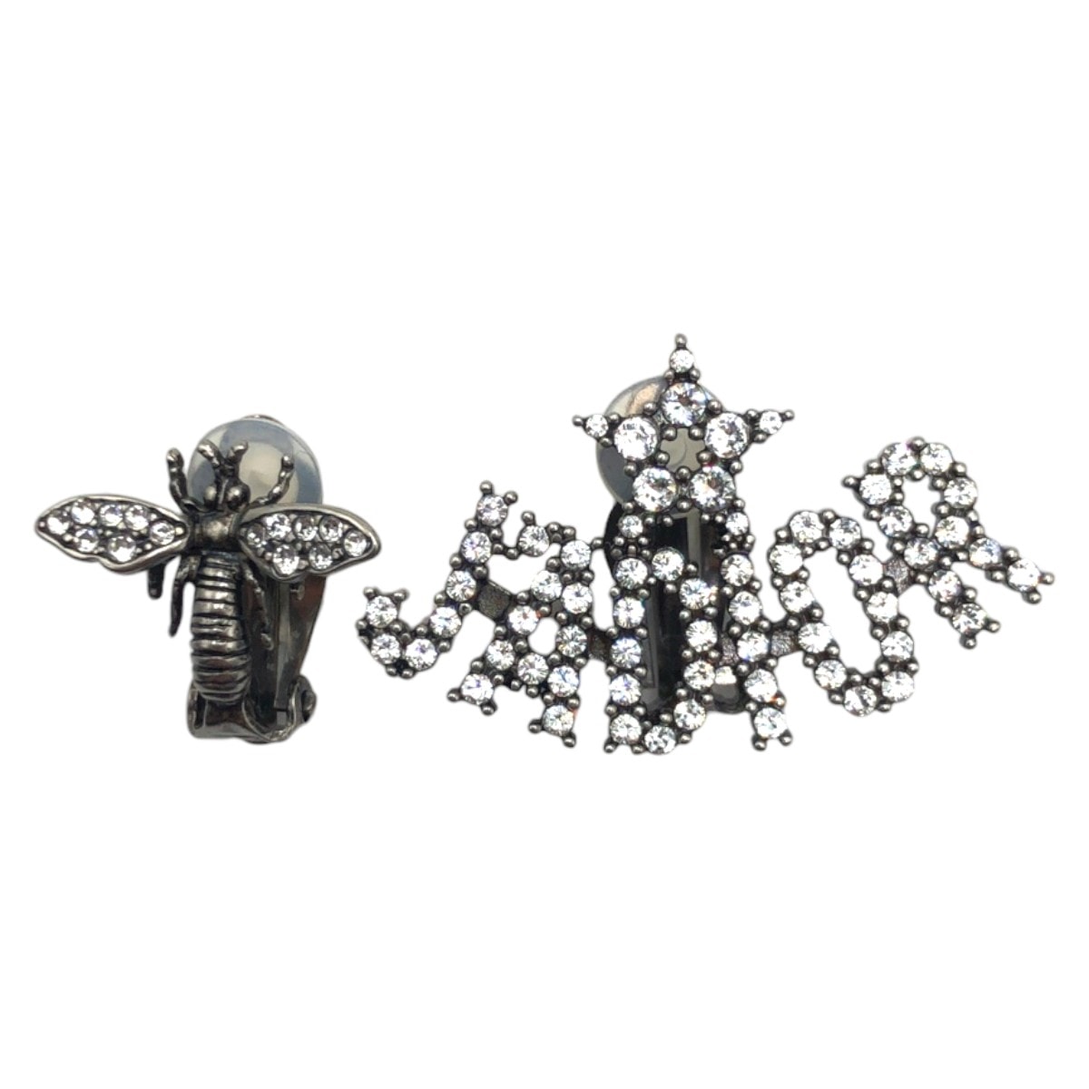超美品 Dior ディオール J'A DIOR Bee ラインストーン シルバー メタル イヤリング 耳飾り 504735 【中古】
