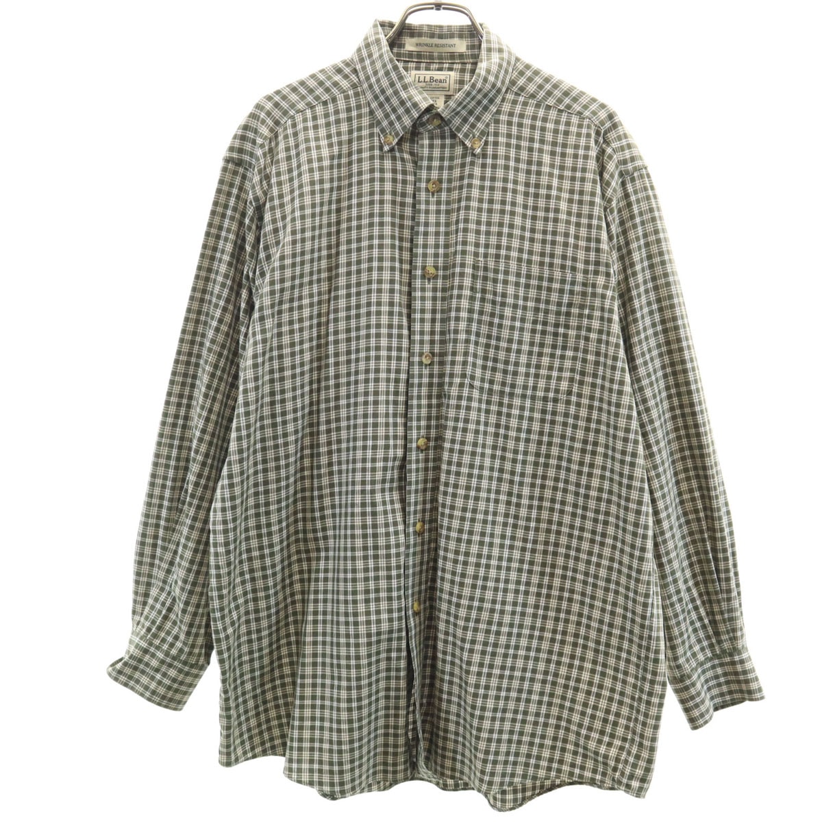 L.L.Bean エルエルビーン チェック柄 長袖 ボタンダウンシャツ M カーキ系 アウトドア