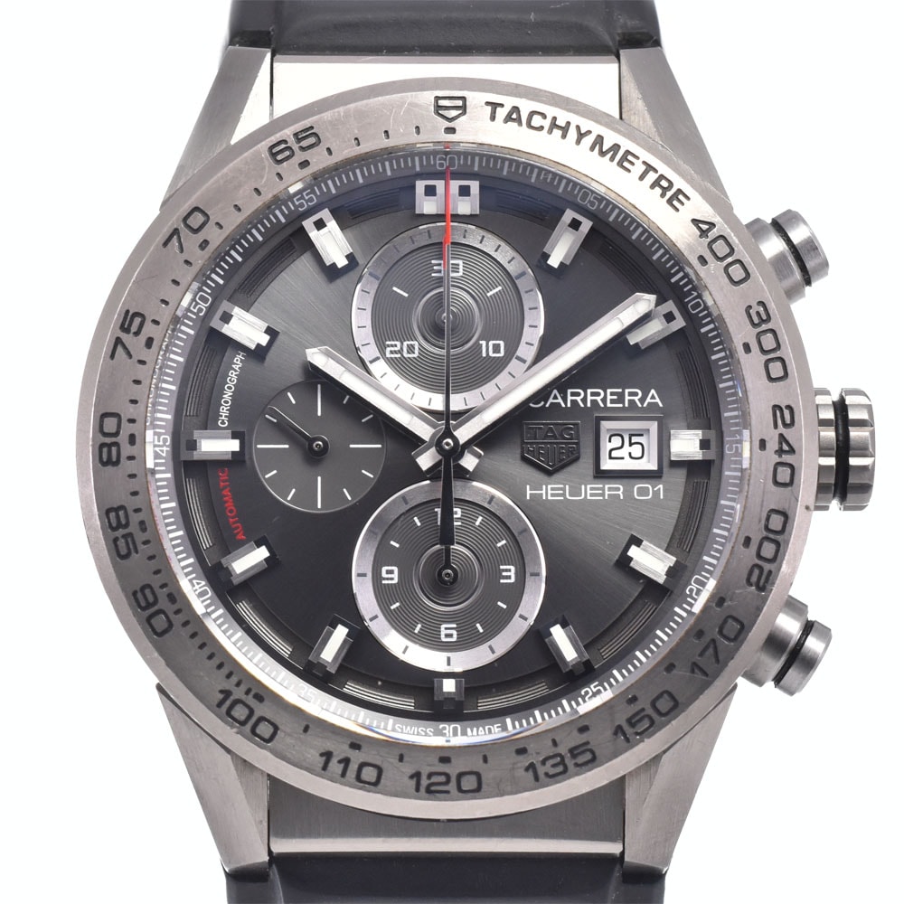 値下 タグホイヤー TAG HEUER CAR208Z カレラ キャリバー ホイヤー01 クロノグラフ グレー メンズ 良品 箱付き 腕時計 O#147573