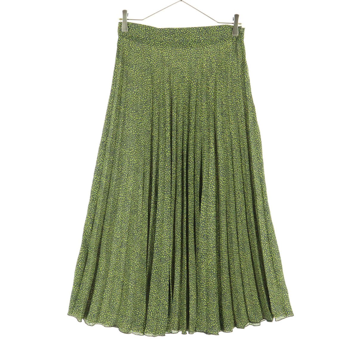 美品 ZARA ザラ 総柄 ロング丈 プリーツスカート M グリーン系